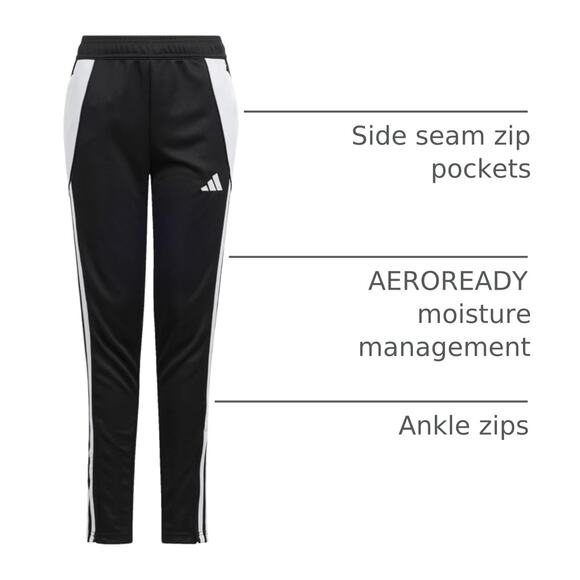 NWT Adidas Kids Tiro 24 Training Pants Black/White Medium - Picture 2 of 6
